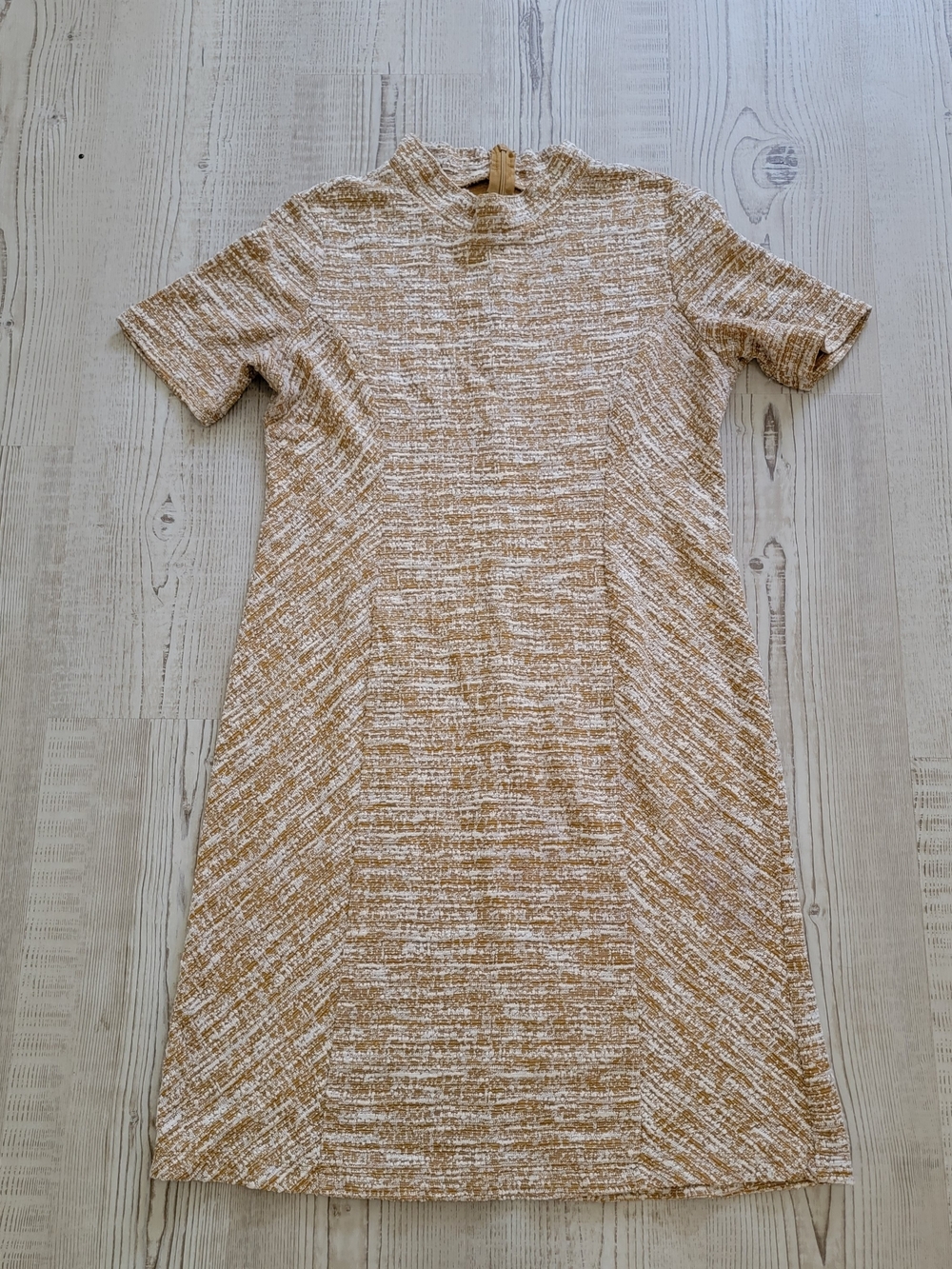 Perseption Beige and White Textured Midi Dress Size PL